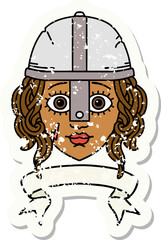 Retro Tattoo Style human fighter character with scroll banner