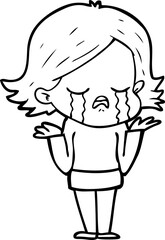 cartoon girl crying