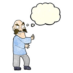 cartoon angry old man with thought bubble