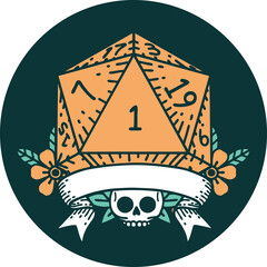 icon of natural one d20 dice roll