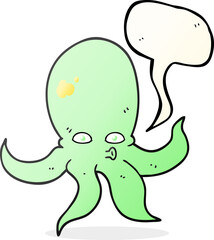 freehand drawn speech bubble cartoon octopus