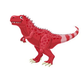 Cartoon Tarbosaurus dinosaur character. Extinct reptile, prehistoric animal cheerful mascot or vector cute personage. Mesozoic era lizard, paleontology carnivore dinosaur with sharp teeth and claws
