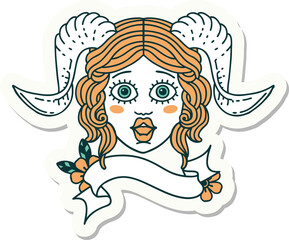 sticker of a tiefling character face