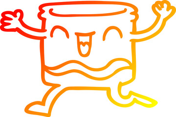 warm gradient line drawing of a cartoon happy tumbler