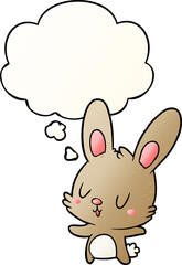 Obraz na płótnie Canvas cute cartoon rabbit with thought bubble in smooth gradient style