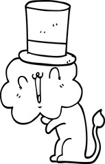 cute cartoon lion wearing top hat
