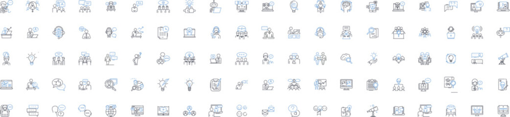 Inquiries and responses line icons collection. Queries , Answers , Interrogation , Clarifications , Feedback , Enquiry , Response vector and linear illustration. Investigation ,Explanation ,Feedback