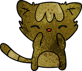 freehand drawn textured cartoon of cute kawaii cat
