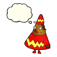 cartoon elf with thought bubble