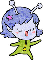 happy alien girl cartoon