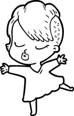 cartoon pretty hipster girl