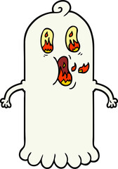 cartoon ghost with flaming eyes