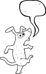 freehand drawn speech bubble cartoon dancing dog