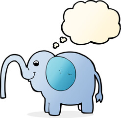 cartoon elephant squirting water with thought bubble