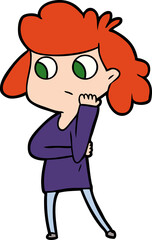 cartoon unsure woman