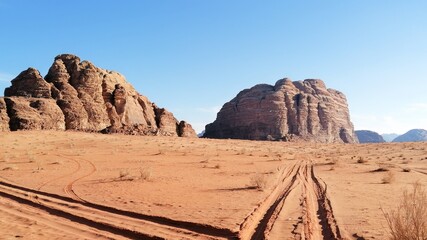 With a caravan in the Wadi Rum desert, Jordan
