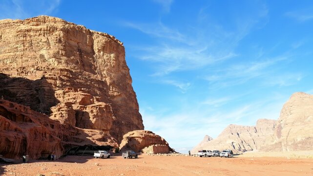 With a caravan in the Wadi Rum desert, Jordan
