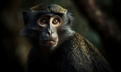 Obraz premium photo of DeBrazza’s monkey in its natural habitat. Generative AI