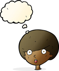 cartoon surprised boy with thought bubble