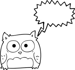 freehand drawn speech bubble cartoon owl