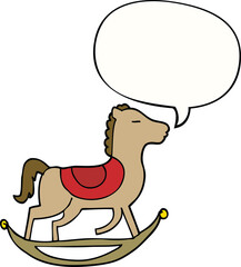 cartoon rocking horse with speech bubble