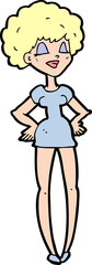 cartoon happy woman with hands on hips