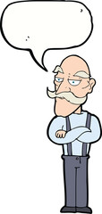 cartoon bored old man with speech bubble