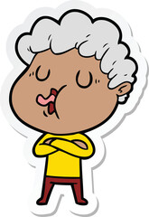 sticker of a cartoon man singing