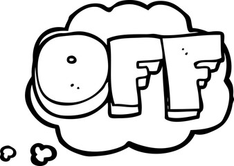 freehand drawn thought bubble cartoon off sign