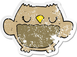 distressed sticker of a cartoon owl