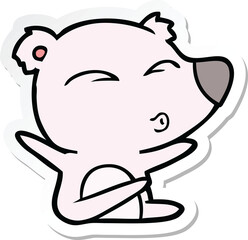 Obraz premium sticker of a cartoon whistling bear