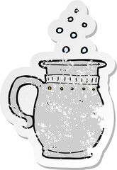 retro distressed sticker of a cartoon beer tankard