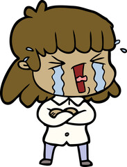 cartoon woman in tears