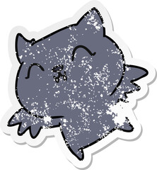 freehand drawn distressed sticker cartoon of cute kawaii bat