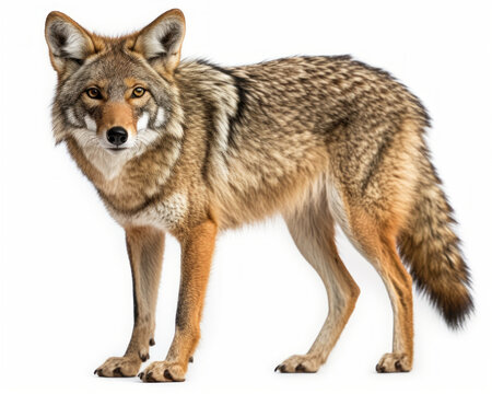 photo of coyote isolated on white background. Generative AI