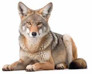 photo of coyote isolated on white background. Generative AI - obrazy, fototapety, plakaty
