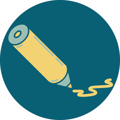 iconic tattoo style image of a coloring pencil