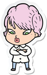 sticker of a cartoon woman