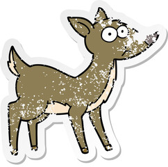 distressed sticker of a cartoon deer
