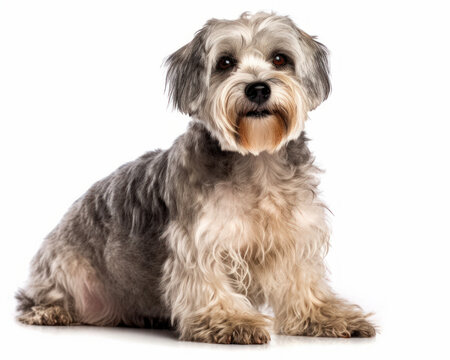 photo of Dandie Dinmont terrier isolated on white background. Generative AI