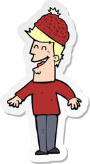 sticker of a cartoon man wearing winter hat