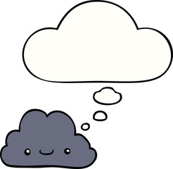 cute cartoon cloud with thought bubble