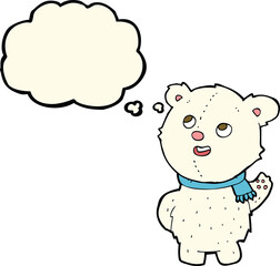 cartoon cute polar bear cub with thought bubble