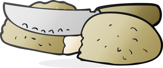 freehand drawn cartoon slicing bread