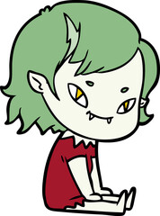 cartoon friendly vampire girl sat down