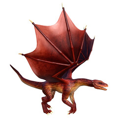 3D Rendering Fairy Tale Dragon on White