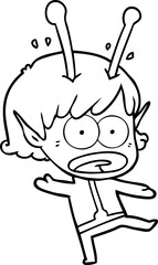 cartoon shocked alien girl