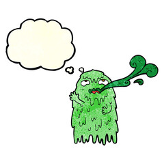 gross cartoon ghost with thought bubble