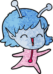cartoon alien girl laughing