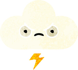 retro illustration style cartoon of a thunder cloud